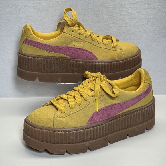Puma Shoes - PUMA Rihanna X Fenty Yellow Pink Creeper Shoes Suede Platform 8.5